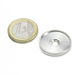 MSD-21, Metalen schijf met rand en verzonken schroefgat M3, Binnendiameter 21 mm, als tegenstuk voor magneten, geen magneet!