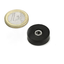 ITNG-16, potmagneet met rubber coating, met inwendig schroefdraad M4, Ø 20 mm