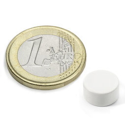 S-10-05-E/white, Kleur wit, Schijfmagneet Ø 10 mm, hoogte 5 mm, neodymium, N42, epoxy coating