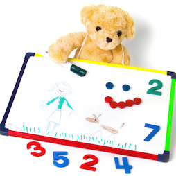 KMWB-2840, Kinderwhiteboard 28 x 40 cm, om te tekenen, spelen, schrijven & leren, aan beide zijden te gebruiken, magnetisch