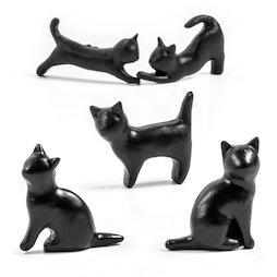 LIV-138, Gatos negros, imanes decorativos en forma de gato, 5 uds.
