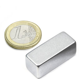Q-30-12-12-Z, Blokmagneet 30 x 12 x 12 mm, neodymium, N52, verzinkt