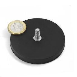 GTNG-66, rubber gecoate potmagneet met draadeinde, Ø 66 mm, schroefdraad M8