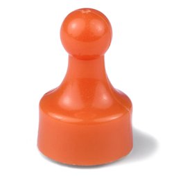 M-PIN/orange, Magnetic pins 'Player' orange, bulletin board magnets in the shape of a pawn in a game, 10 per set, Colour: orange