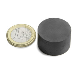 FE-S-25-15, Schijfmagneet Ø 25 mm, hoogte 15 mm, ferriet, Y35, zonder coating