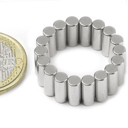 S-04-10-DN, Staafmagneet Ø 4 mm, hoogte 10 mm, neodymium, N45, vernikkeld, diametral gemagnetiseerd