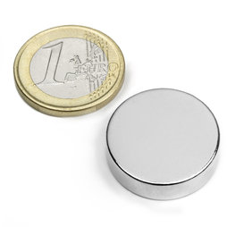 S-25-07-N, Schijfmagneet Ø 25 mm, hoogte 7 mm, neodymium, N42, vernikkeld