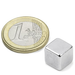 W-10-N, Kubusmagneet 10 mm, neodymium, N42, vernikkeld